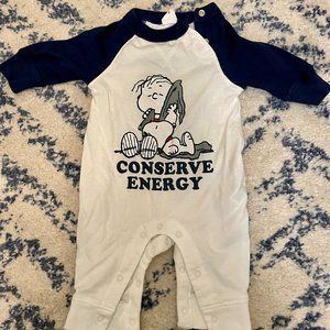 Gap Peanuts Onesie - Conserve Energy - Baby 0-3 Months